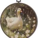 XNXLDYLH Rustic Goose Duck Nursery Round Framed Wall Art Decor, Vintage Goose Cottagecore Bathroom Hanging Wall Decor Decorations, Modern Farmhouse Canvas Prints Wall Art Pictures Paintings, 10x10Inch