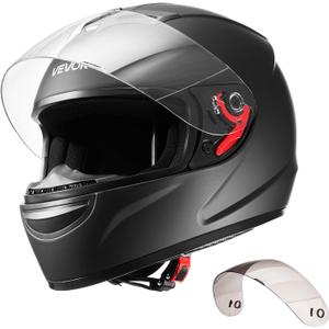 VEVOR Full Face Motorcycle Helmet DOT Approved, Dual Visor & Interchangeable Lens, Smart Street ABS Helmet Comfortable Motocross Helmet, Fit for Youth & Adults, Medium