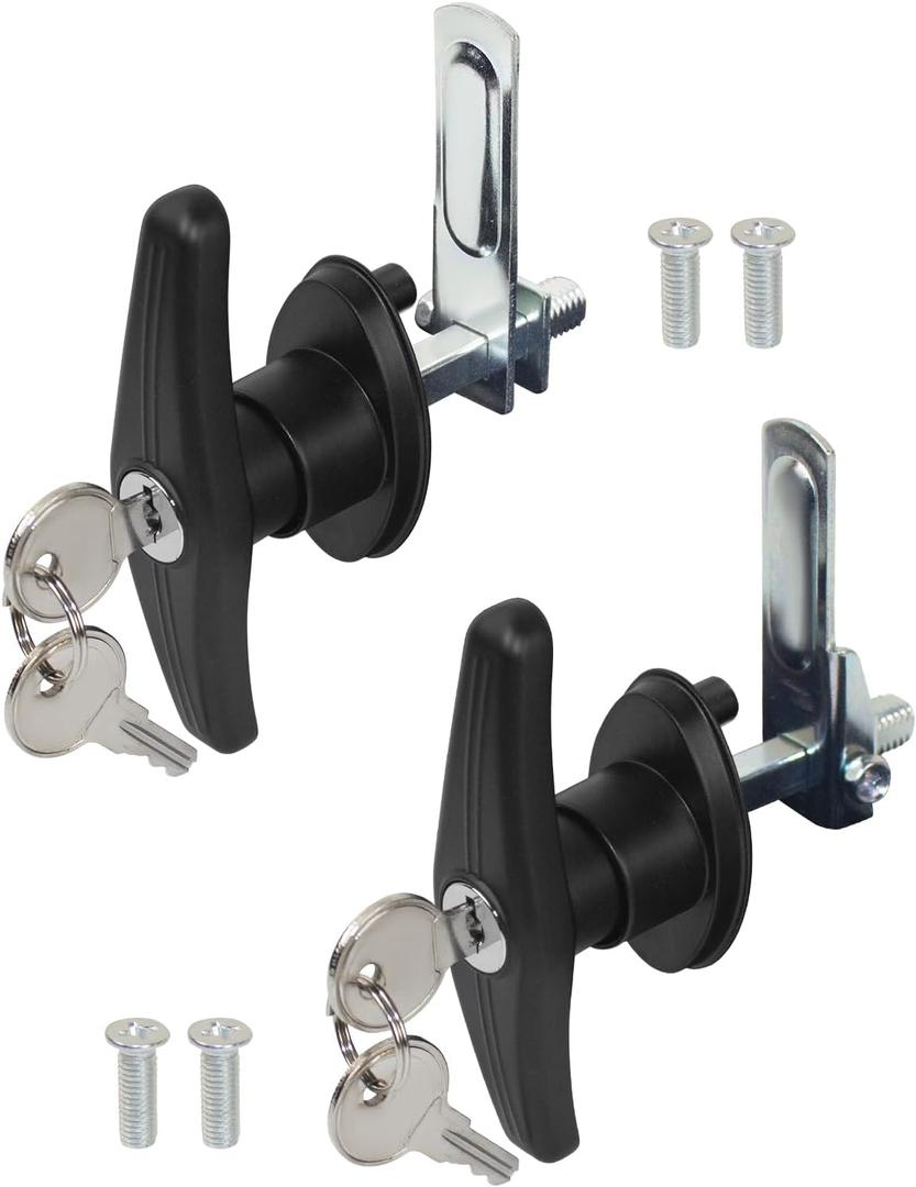 Truck Cap Camper Shell T-Handle Lock Latch Replacement Parts, Truck Bed Topper Door Locking Kit Accessories with Keys - L&R Lock