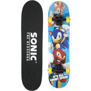 Voyager Skateboard with Printed Graphic Grip Tape - Great for Kids and Teens, Cruiser Skateboard with ABEC 5 Bearings, Durable Deck, Smooth Wheels, Sonic
