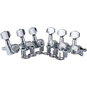 Guyker Guitar Locking Tuners (6 for Right) - 1:18 Lock String Tuning Key Pegs Machine Head with Hexagonal Handle Replacement for ST TL SG LP Style Electric, Folk or Acoustic Guitars - Chrome