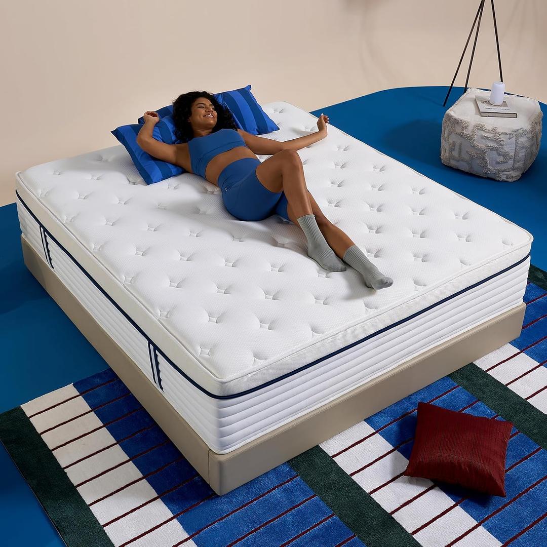 12 Inch Queen Size Mattress in A Box, Medium Firm Mattress of Cooling Gel Memory Foam & Individual Pocket Coils for Motion Isolation & Pressure Relief, CertiPURUS Certified