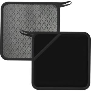 Advanced Black 2PCS Square Silicone Anti-scalding pad (7.1 * 7.1 inches), Insulation pad for Tea, Barbecue and Cooking