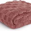 Bedsure GentleSoft Dusty Pink Throw Blanket for Couch - Checkered Fleece Blankets Gifts for Women Kids Girls, Cute Soft Cozy Throw for Bedroom Home Decor Gifts, 50x60 Inches