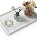 Real Luxurious Natural Marble Tray - 12x8 Inch Marble Vanity Tray for Perfume Display, Jewelry Organizer, Bathroom & Home Decor -Heavy Duty Non-Slip Stone Tray (Non-Resin/Non-Ceramic) (11.8" x 7.9" x 0.7", White)