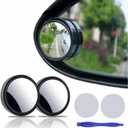 2 pcs Blind Spot Mirrors, 2" Round HD Glass Convex 360 Wide Angle Side Rear View Mirror with ABS Housing for Cars SUV and Trucks, Black, Pack of 2