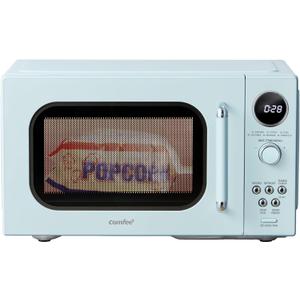 COMFEE Retro Ovens, Small 6 Auto Menus, 0.9 cu.ft Countertop Compact Microwaves with Multi-Stage Cooking, Mute Function, LED Digital, Green/900W, CMO-MMP02AA(GN), Green
