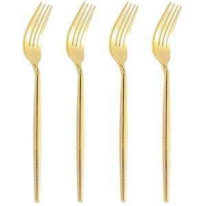 U-QE 60Pcs Gold Plastic Forks - Heavy Duty Plastic Forks Disposable - 7.6 Inch Gold Disposable Forks - Luxurious Plastic Silverware Perfect for Parties, Weddings and Other Daily Events