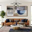 Beige Framed Canvas Wall Art, Minimalist Wall Decor Print In Neutral Tones, Blue Abstract Wall Pictures for Living Room And Bedroom Decor Accent Piece Modern Artwork for Walls 29×58IN