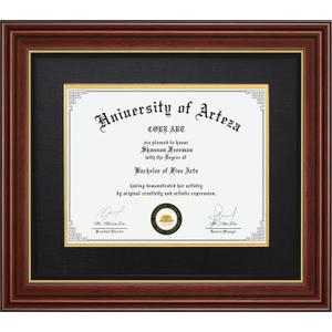 CORE ART Diploma Frame Display 11x14 Documents with Mat or 15x18 Pictures without Mat, Real Wood Wall Frame with Tempered Glass(Chocolate Brown)