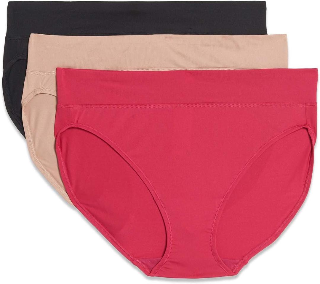 Warner's Women's Blissful Benefits Dig-Free Comfort Waistband Microfiber Hi-Cut 3-Pack, XL