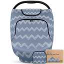 Baby Car Seat Cover for Boys, Girls - Breathable Infant Carseat Canopy for Winter, Rain, Universal Stretchy Fit Nursing Cover for Breastfeeding Newborns, Super Soft, Easy Access Zip Window (Indigo)