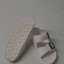 FUNKYMONKEY Women's Comfort Slides Double Buckle Adjustable Plastics Flat Sandals (9, New White B)