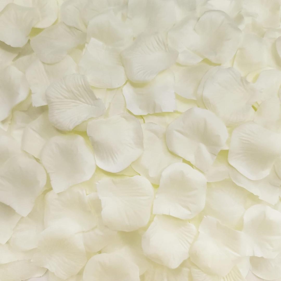 Ouddy Decor 5000 Pcs Rose Petals Artificial Flower for Valentine's Wedding Decor Romantic Night Event Anniversary Shower Engagement Party Home Decorations, Ivory