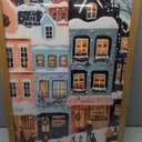 Christmas Wall Art Snowy Winter Wall Decor Pictures, Christmas Town Canvas Prints Painting Vintage Winter Lane Artwork for Living Room Bedroom Dining Room 16x24 inch Wood Framed