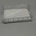 Wican Guest Towel Holder Tray for Bathroom, Oak and Iron Napkins Holder for Powder Room Dinning Table Wooden Basket for Disposable Paper Hand Towels Silvery and White (9.06 x 5.51 x 2.56 inchs)