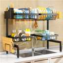 2 Tiers 4 Baskets (one More Than Others) Over The Sink Dish Drying Rack,fits All Sinks (from 24.8" to 35.4"),2-Tier Adjustable Sink Rack,Dishes Rack Kitchen Storage Organizer Space Saving