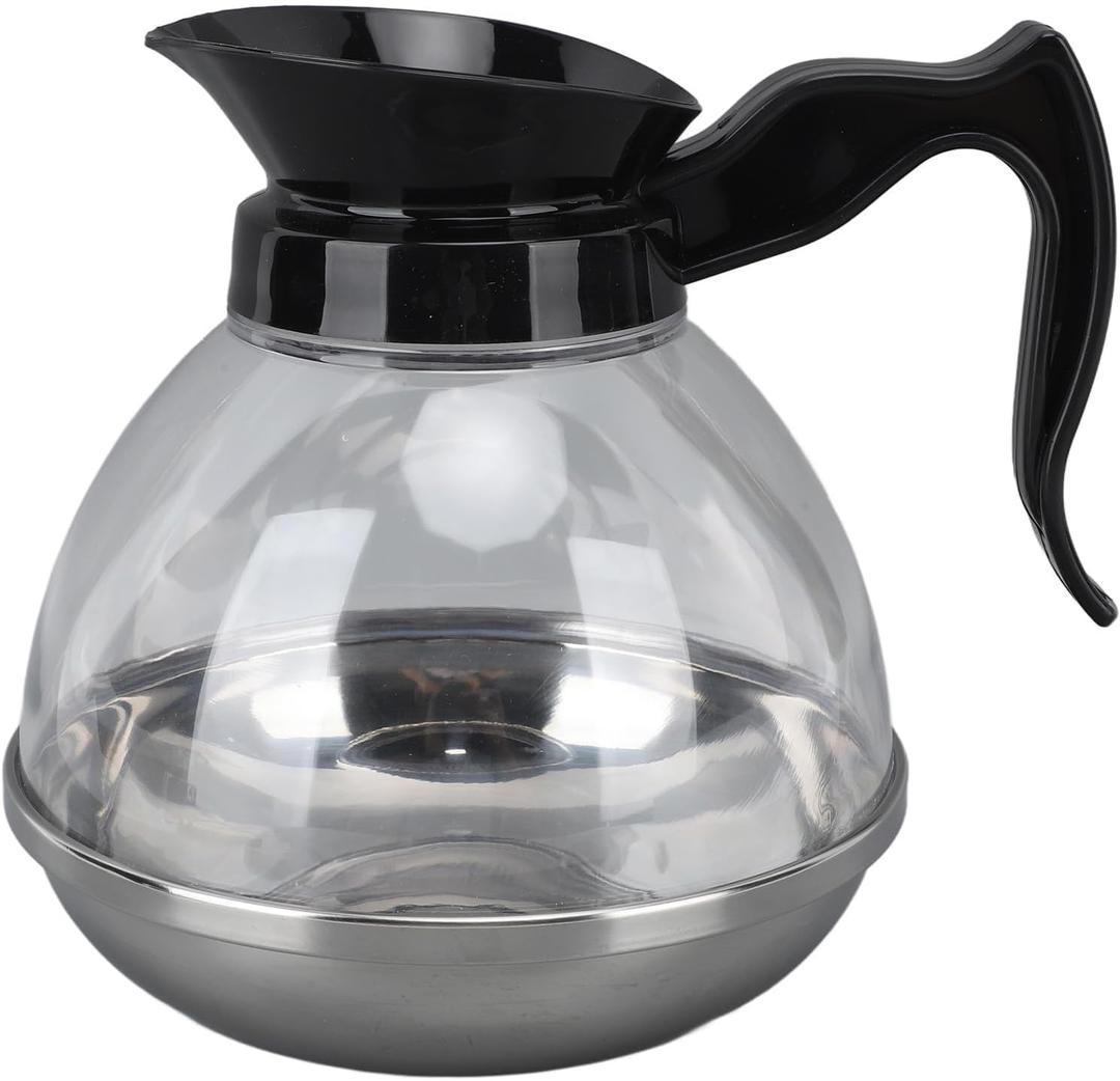 Coffee Decanter Pot, 1.2QT Universal Coffee Pot Commercial Coffee Maker Pot Replacement with Black Handle for Coffee Machine Stove Reusable