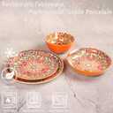 Mandala Dinnerware Sets (16 PCS) Serves for 4, Buffet Dinnerware, Boho Plates and Bowls Set with 8.3" salad Plate 8.6"/10.6"dinner Plate 6.4" bowl, apply Indoor Outdoor Dining