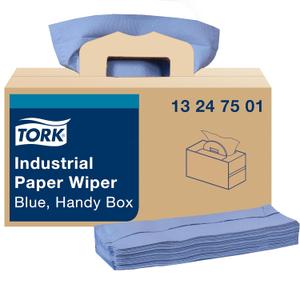 Tork Industrial Paper Wiper Blue, Handy Box W7 4-Ply, 1 x 180 Feet, 13247501