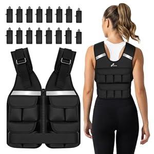 Sportneer Weighted Vest for Men Women: 2lb - 30lbs Adjustable Weighted Vest Men with Reflective Stripe Weight Vest Running Vest for Women Gym Home Workout Fitness Exercise Strength Training Black