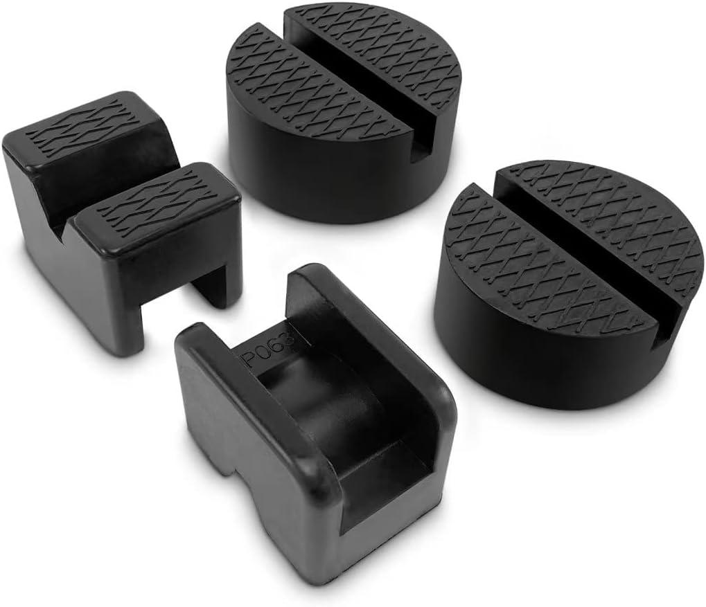 Rubber Jack Pad Pinch Weld Adapter, Universal Slotted Frame Rail Protector for Floor Jack Stands, Jack Pads Extension and Protection, 4 Packs