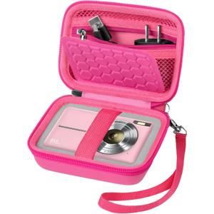 Carrying & Protective Case for Digital Camera, AbergBest 21 Mega Pixels 2.7" LCD Rechargeable HD/Kodak Pixpro/Canon PowerShot ELPH 180/190 / Sony DSCW800 / DSCW830 Cameras for Travel - Bright Pink