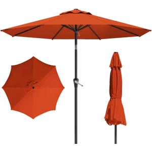 10FT Patio Umbrella, Outdoor Umbrella with Push Button Tilt and Crank, 8 Sturdy Ribs, UV Protection & Waterproof Market Umbrella for Pool, Backyard, Beach,Deck (Orange)