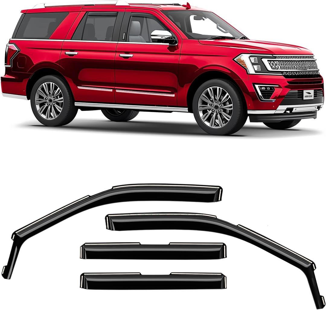 Voron Glass in-Channel Extra Durable Rain Guards for Ford Expedition 2018-2024, Window Deflectors, Vent Window Visors, 4 Pieces - 220248