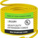 Outdoor Extension Cord Waterproof 100 FT, Yellow 14/3 SJTW Heavy Duty, Flexible 100% Copper 3 Prong Extension Cord for Lawn, Garage,UL Listed