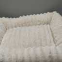 Bedsure ComfyFleece Cute Dog Bed for Small Medium Dogs - Washable Furry Puppy Beds, Rectangle Orthopedic Corduroy Fleece Pet Beds with Removable Zipper Cover, 25x21x7inches, Cream