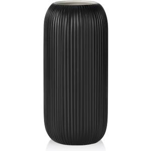Ceramic Vase for Flowers  Modern Small Ribbed Textured Flower Vase for Home Decor, Pampas Grass, Decorative, Farmhouse, Coffee Table, Kitchen Centerpieces, Bookshelf and Home Living(Matte Black)