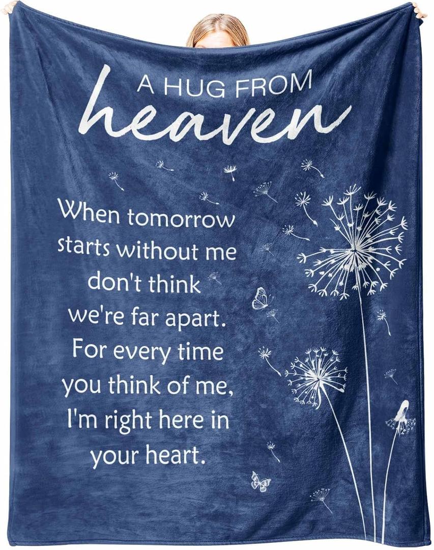 Memorial Sympathy Gifts for Loss of Loved One, Soft Flannel Memorial Blanket, Bereavement Gift Idea, Grief Condolences Sorry for Your Loss for Mom Dad Grandma Grandpa Sister - 50 x 60 inches (Blue)