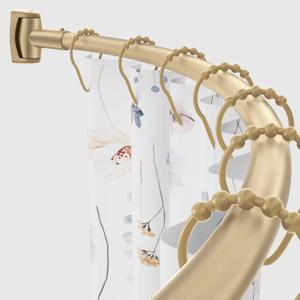 Adjustable Curved Shower Rod, 42-72 inches Extra Wide Shower Curtain Rod, Rust proof, Premium Stainless Steel, Curved Shower Rod for Bathroom, Gold (42-72 inches, Gold)