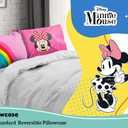 Sunny Side Up Disney Minnie Mouse 2 Pack Reversible Pillowcases - Double Sided Pillow Covers, Kids Super Soft Pink Bedding, Standard