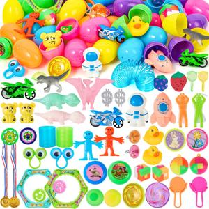 JOYIN 48Pcs Easter Eggs with Toys Inside, Prefilled Easter Eggs with Popular Assorted Toys for Kids Boys Girls, Basket Stuffers Filler, Party Favors, Classroom Exchange