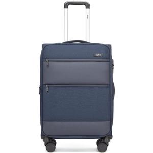 Kono 24 Inch Softside Expandable Checked Luggage with 8 Spinner Wheels TSA Lock Softshell Lightweight Business Travel Suitcase for Men and Women, Navy Blue