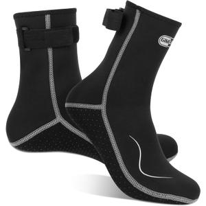 Neoprene Socks, 3MM Water Socks for Women Men, Diving Wetsuit Sock for Beach Volleyball Snorkeling Surfing (Large, High Cut / Black-gray)