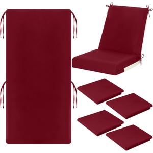 Tudomro 4 Pcs Outdoor High Back Chair Cushion Covers (Not Includes Cushion) Waterproof Patio Replacement Rocking Chair Slipcover Seat Pad Cover with Tie for Furniture (Brick Red,44'' X 21'')