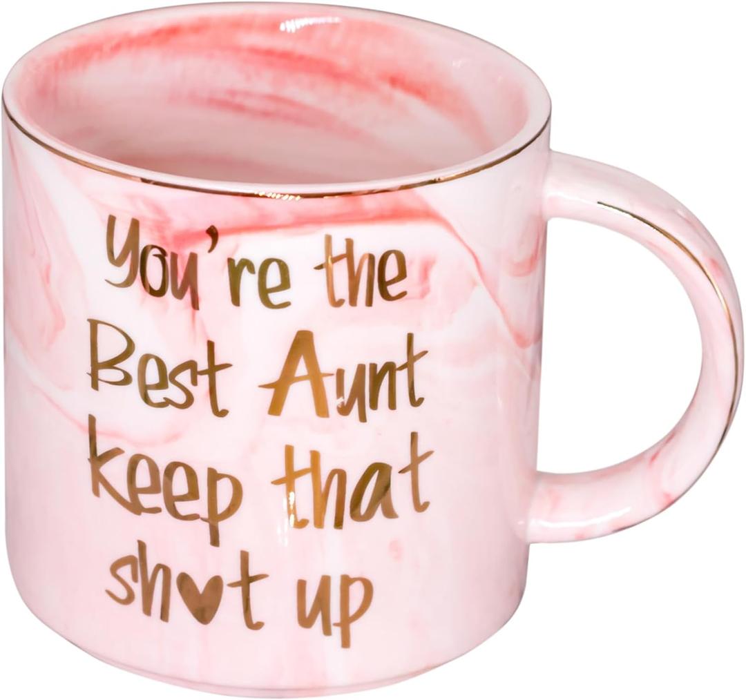 Aunt Gifts from Niece Nephew - BAE Cup You're the Best Aunt Keep That Up Mug - Funny Birthday Gifts for Auntie Her Sister - Mother's Day Christmas Gift Idea - Cute Pink Cup 11.5oz