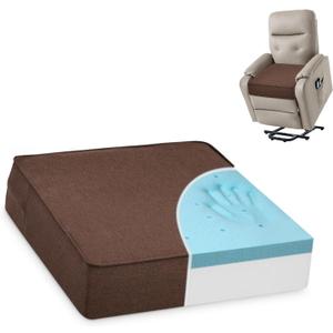 Shinnwa Gel Memory Foam Recliner Cushion for Elderly, Extra Large Seat Cushion, Dual-Layer Foam Chair Pad for Couch, Armchair, Wicker Chairs, Floor, 18 18 4in, Caramel