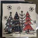 AVOIN colorlife Merry Christmas Snowman Let It Snow Black Throw Pillow Covers, 20 x 20 Inch Xmas Tree Winter Holiday Cushion Case Decoration for Sofa Couch Set of 4