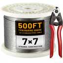 AHEONLAR 500FT 1/8" T316 Stainless Steel Cable for Railing,7x7 Wire Rope with Cutter,1850 lb Breaking Strength,Deck Stair Fence Hardware Kit for Indoor Outdoor Use,Silver