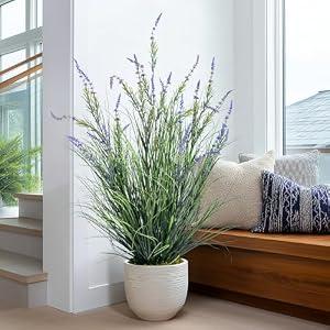 Etuhva Lifelike Artificial Tall Grass Plant Indoor Outdoor Realistic Floor Plants Fake Lavender Faux Grass Plastic plantas Synthetic Pampas Grass for Home Office Wedding Patio Decor Housewarming Gift