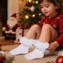 2 x Girls Ruffle Socks Toddler Frilly Lace Dress Socks with Soft Furry Ruffle Trim,1 Pack (3-5T, White)