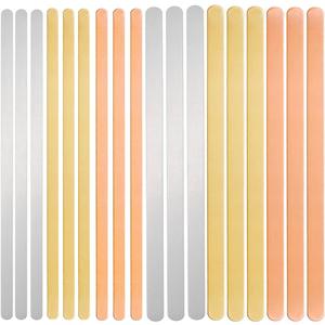 ABBECIAO 18Pack Aluminum, Brass and Copper Cuff Bracelet Blanks Deburred for Metal Stamping and Engraving (1/4"x 6" and 3/8"x 6")