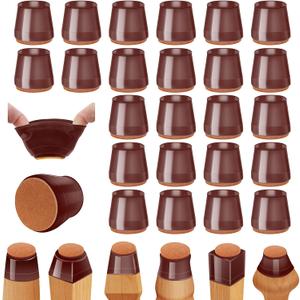 36Pcs Brown Silicone Chair Leg Floor Protectors,Floor Protectors for Chairs,Rubber Chair Leg Protectors for Hardwood Floors,Chair Leg Caps Chair Leg Covers for Wooden Floors(Brown, XSmall) (Universal XSmall(Fit 0.6"-1"))