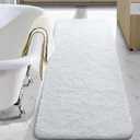 LOCHAS Bathroom Rug Runner 24x60 Inch, Soft Thick Absorbent Microfiber Bath Rugs for Bathroom, Machine Washable, Shaggy Plush Non Slip Bath Mat for Tub, Shower Floor, Quick Dry Mats, White (60x24 inch (Rectangular))