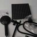 Rain Shower Head with Handheld Spray, Lanhado 10'' High Pressure Shower Heads with 11'' Extension Arm, 9 Settings Handheld Shower Heads with Hose & Holder, Anti-leak Dual Rainfall Shower Head, Black