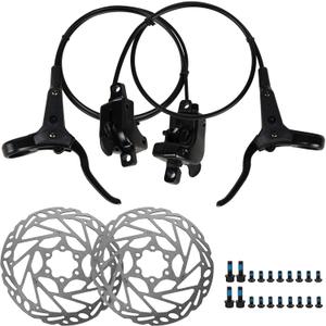 Bike Hydraulic Brakes Set, Front 750mm Rear 1600mm 2 Piston Kit with 160mm 6-Bolt Disc Brake Rotor, Aluminum Allloy Lever,Disc thickness 2.3 mm,Bracket, Calipers,fit MTB Mountain City Electric Bike